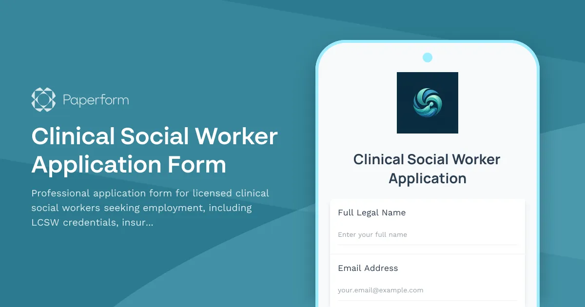 Clinical Social Worker Application Form
