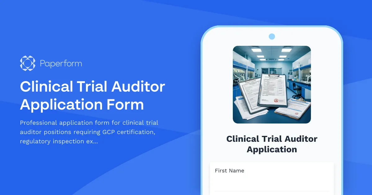 Clinical Trial Auditor Application Form