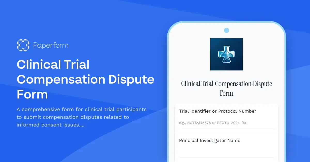 Clinical Trial Compensation Dispute Form