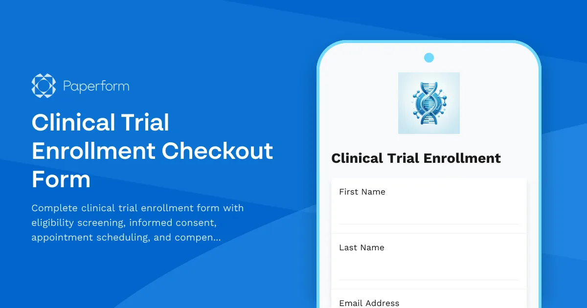 Clinical Trial Enrollment Checkout Form