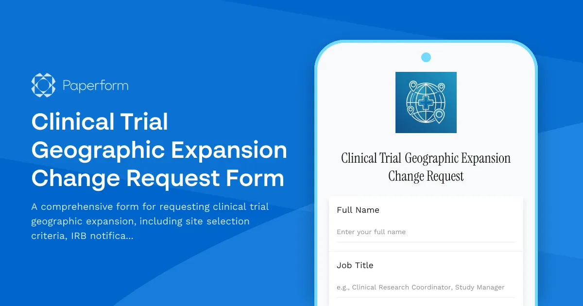 Clinical Trial Geographic Expansion Change Request Form