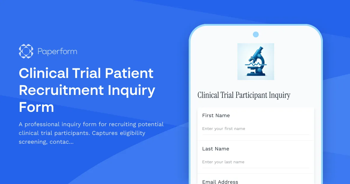Clinical Trial Patient Recruitment Inquiry Form