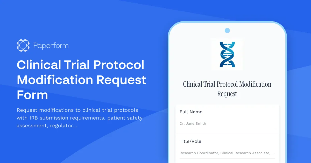 Clinical Trial Protocol Modification Request Form