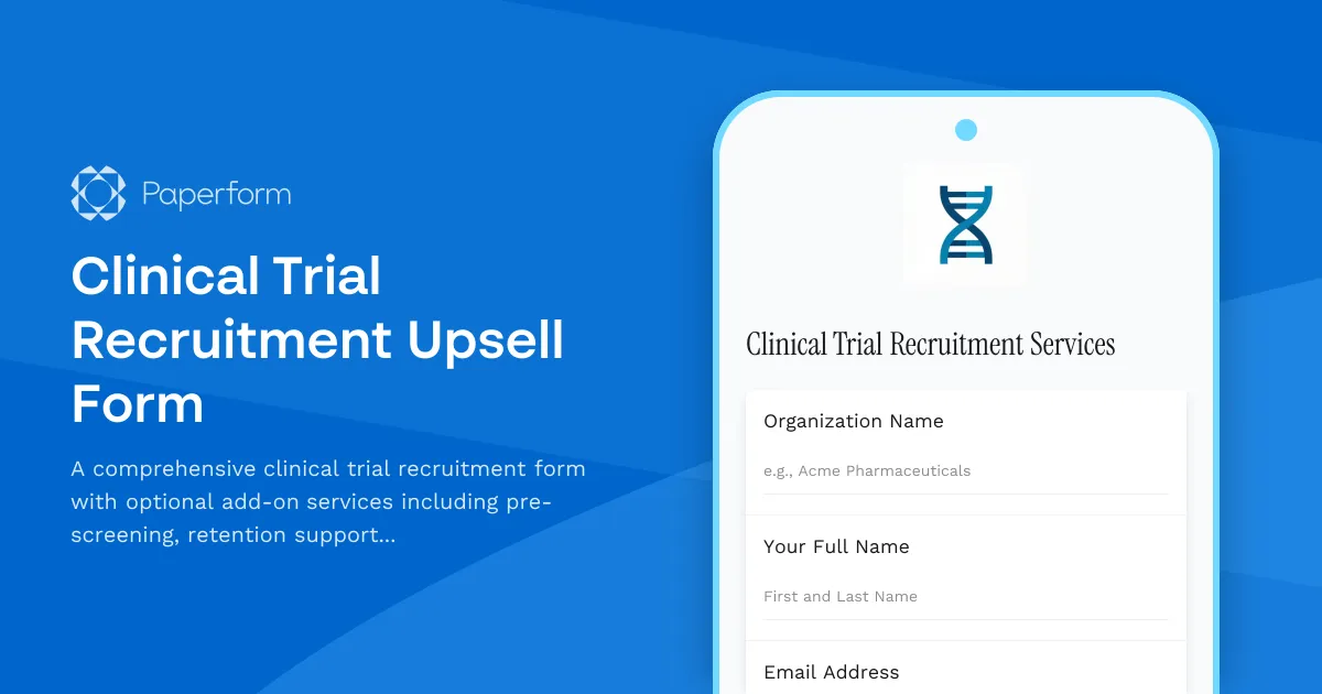 Clinical Trial Recruitment Upsell Form