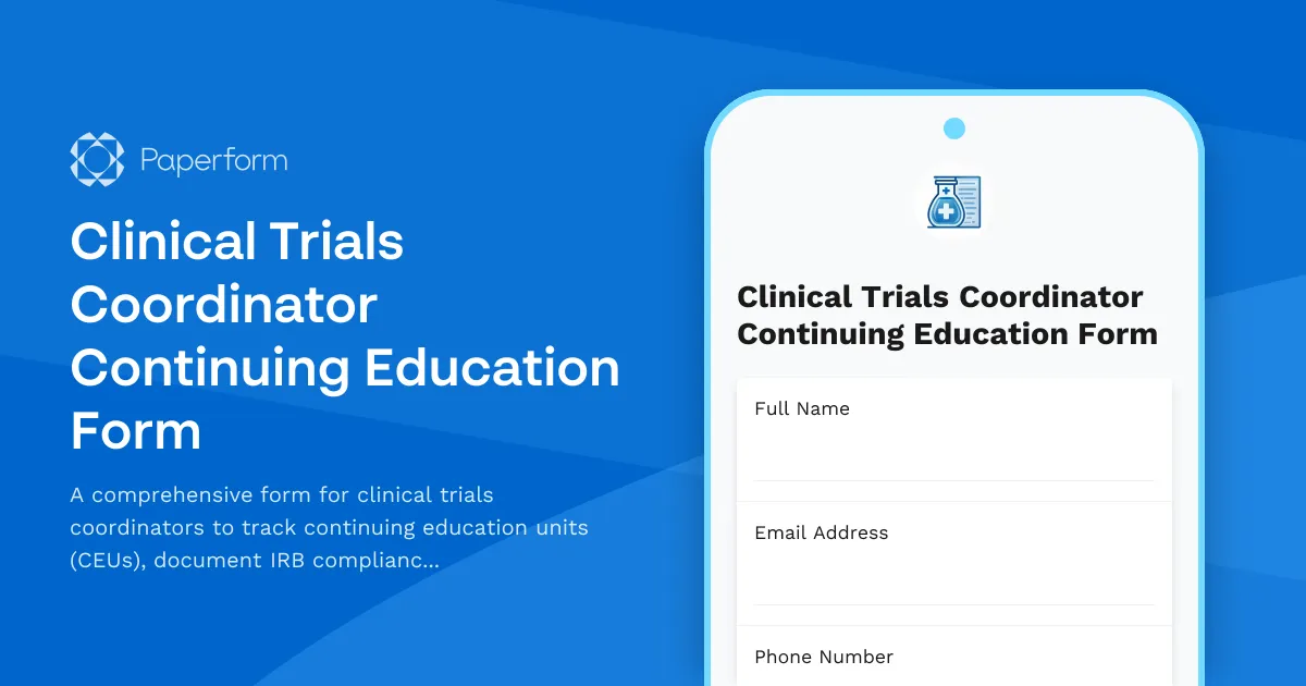 Clinical Trials Coordinator Continuing Education Form