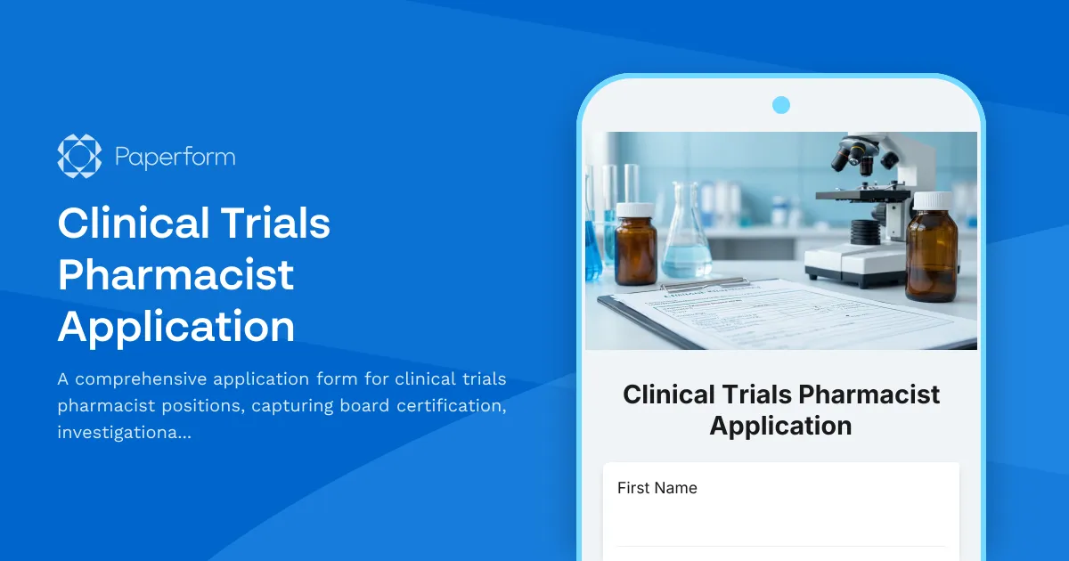 Clinical Trials Pharmacist Application