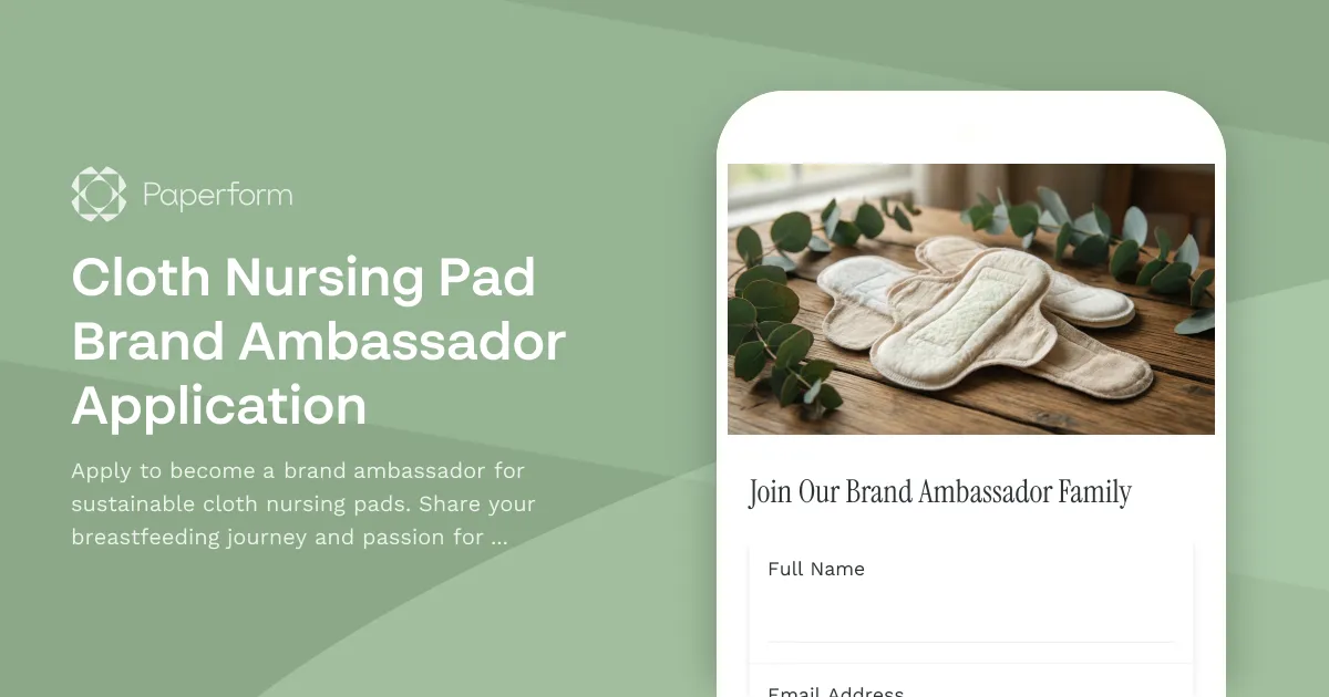Cloth Nursing Pad Brand Ambassador Application