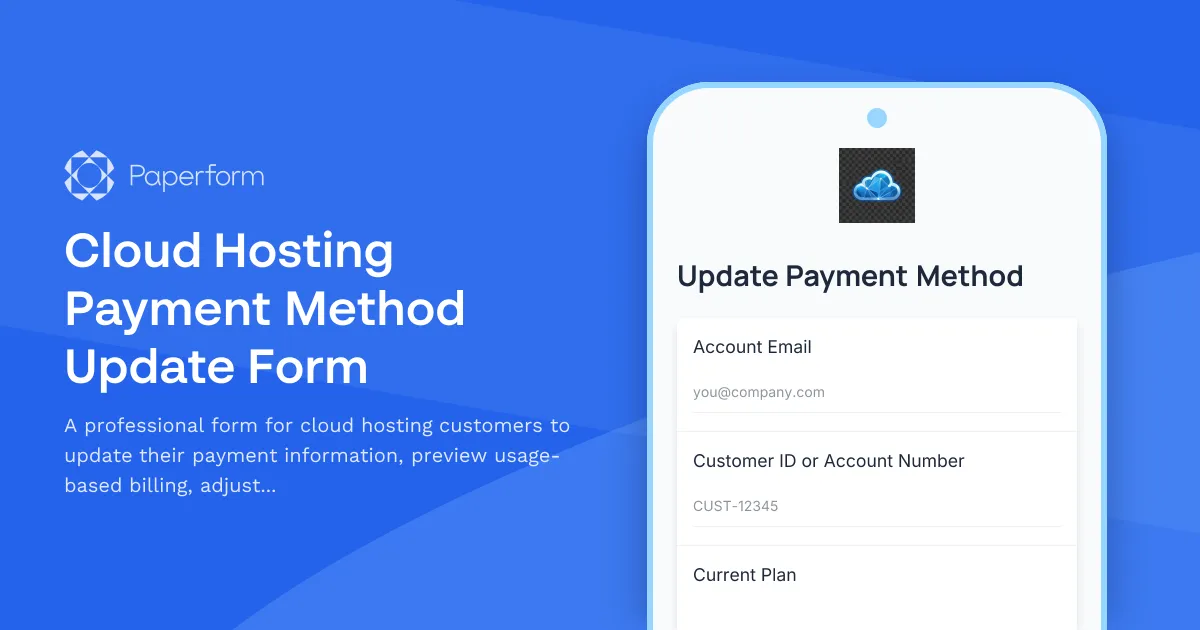 Cloud Hosting Payment Method Update Form