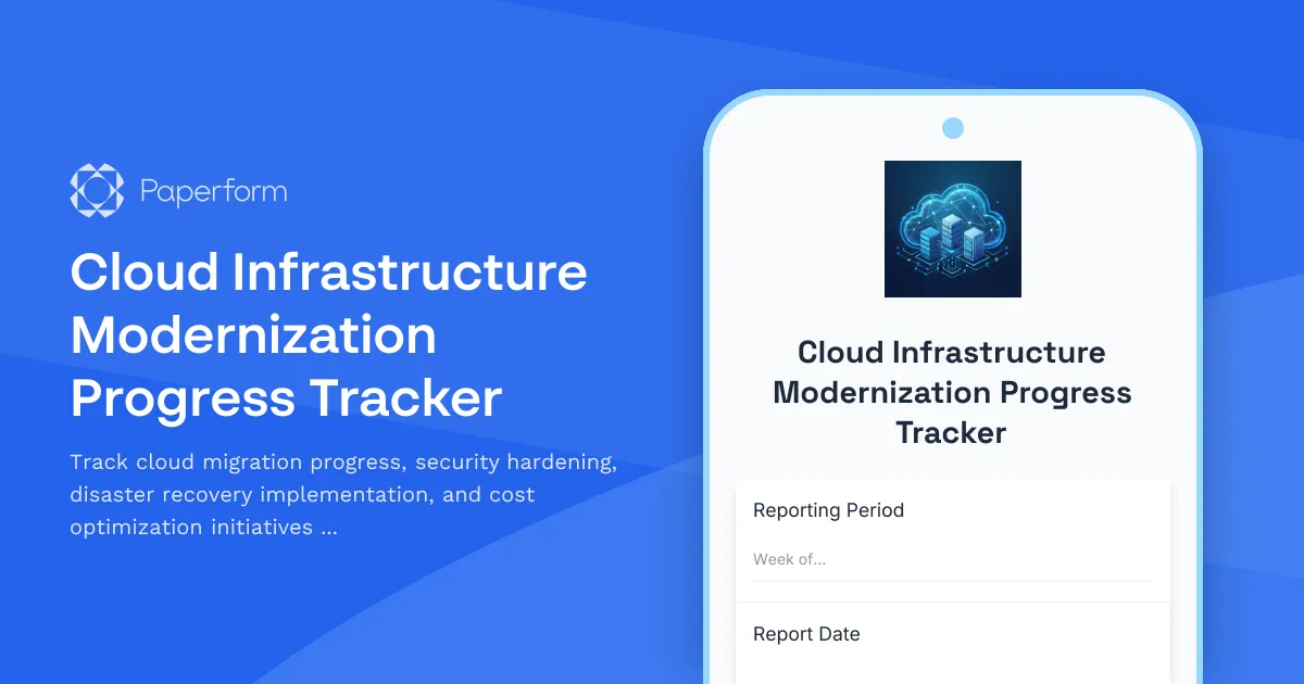 Cloud Infrastructure Modernization Progress Tracker