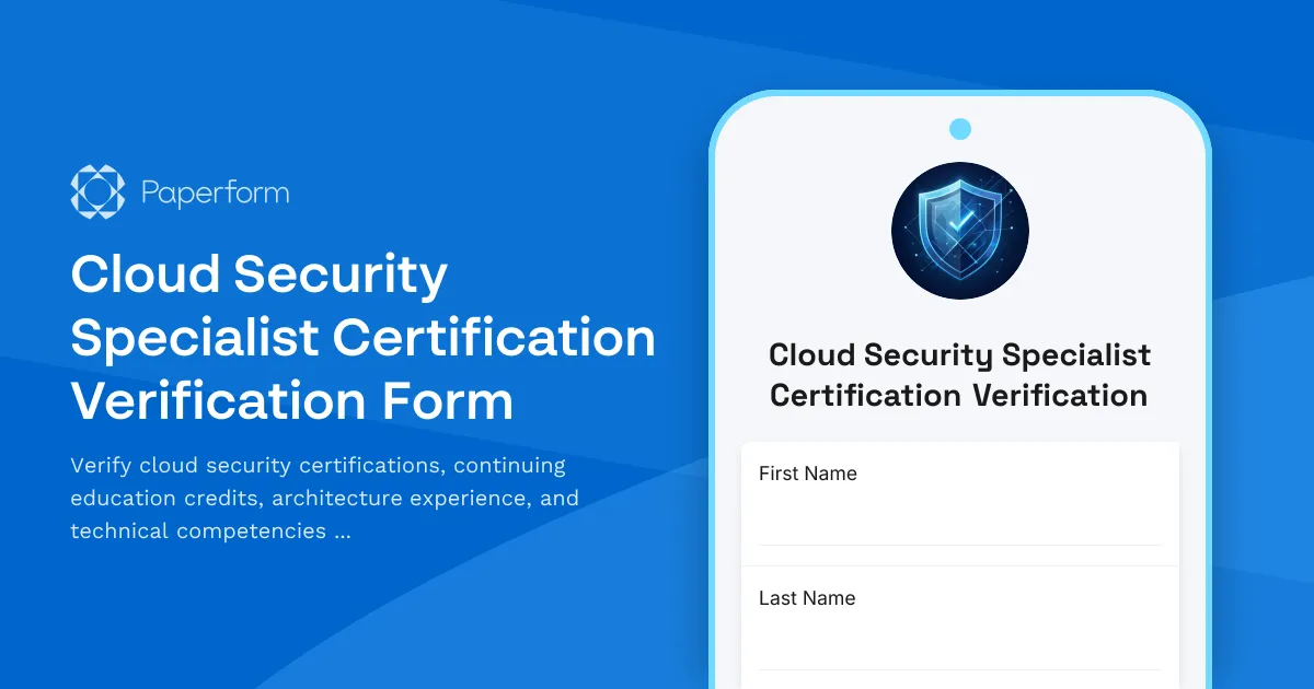 Cloud Security Specialist Certification Verification Form