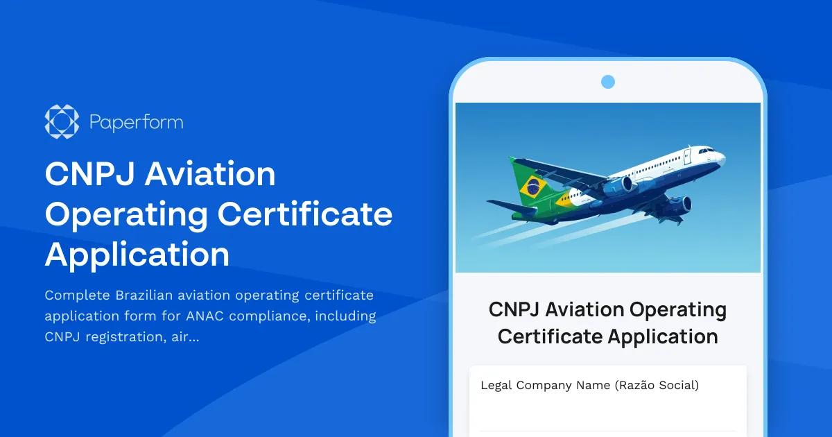 CNPJ Aviation Operating Certificate Application
