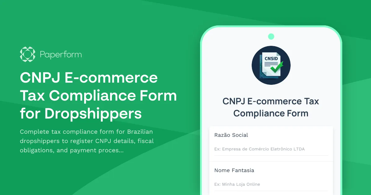 CNPJ E-commerce Tax Compliance Form for Dropshippers