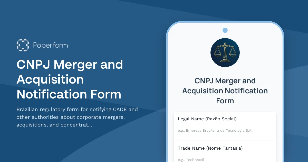CNPJ Merger and Acquisition Notification Form