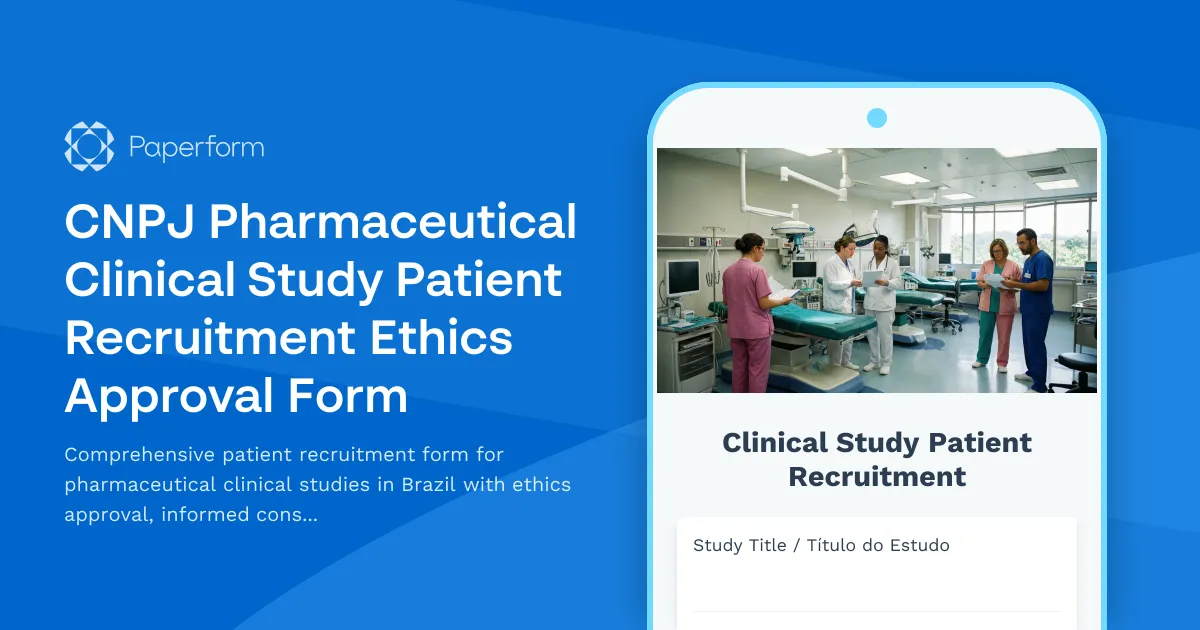 CNPJ Pharmaceutical Clinical Study Patient Recruitment Ethics Approval Form