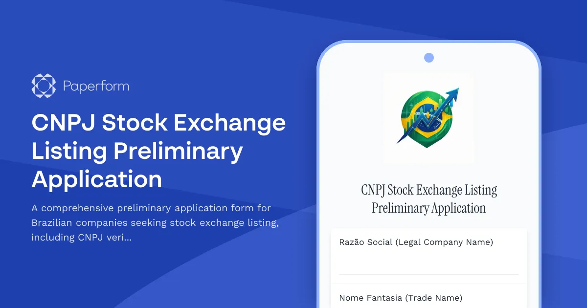 CNPJ Stock Exchange Listing Preliminary Application