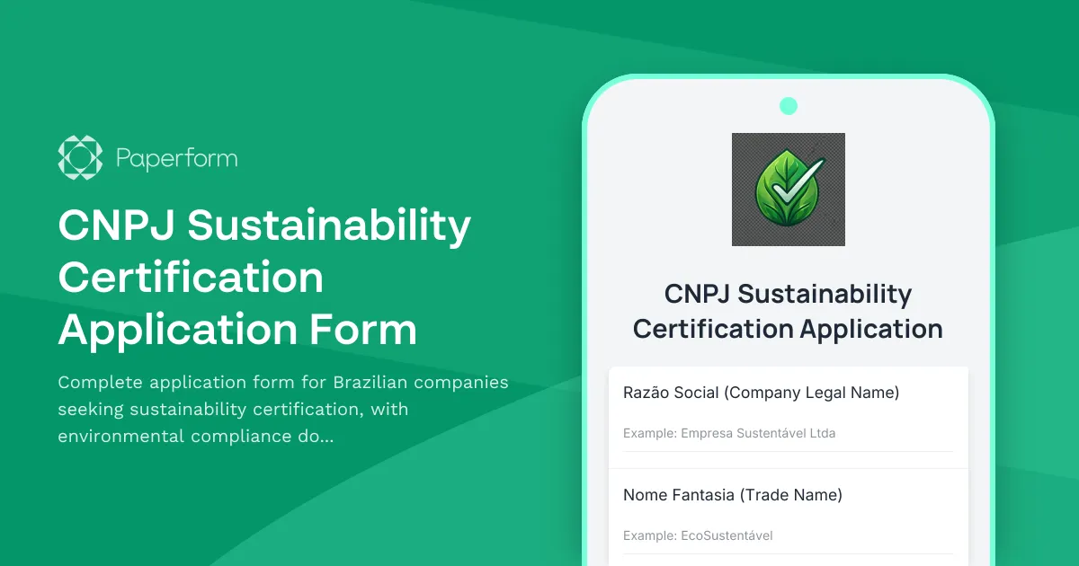 CNPJ Sustainability Certification Application Form
