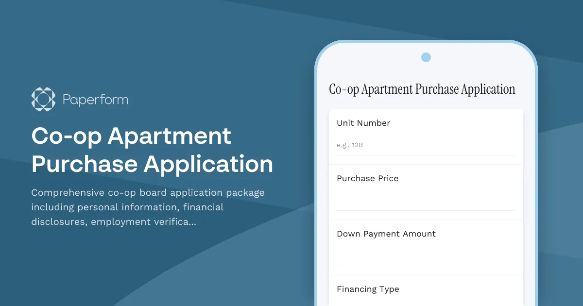 Co-op Apartment Purchase Application
