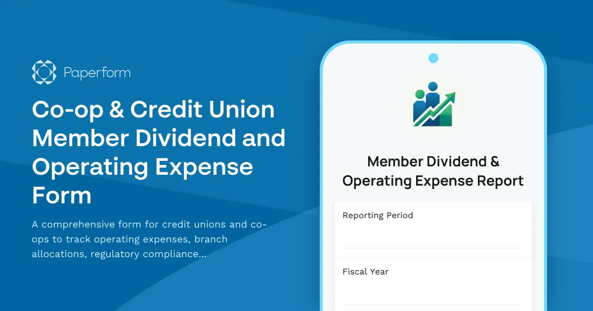 Co-op & Credit Union Member Dividend and Operating Expense Form