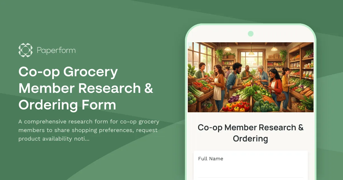 Co-op Grocery Member Research & Ordering Form