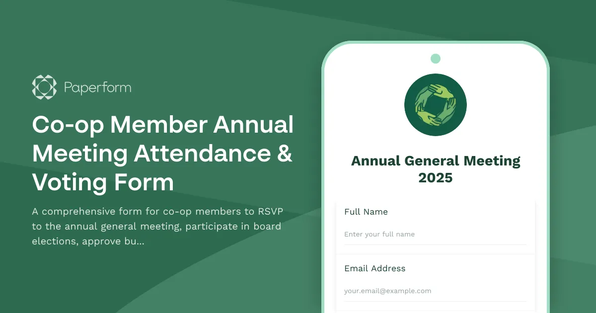 Co-op Member Annual Meeting Attendance & Voting Form