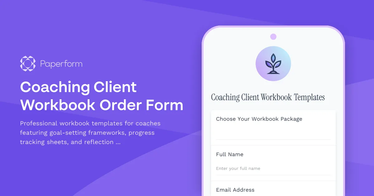 Coaching Client Workbook Order Form