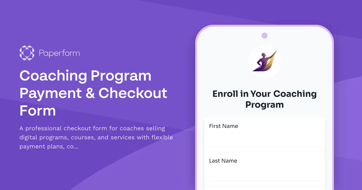 Coaching Program Payment & Checkout Form