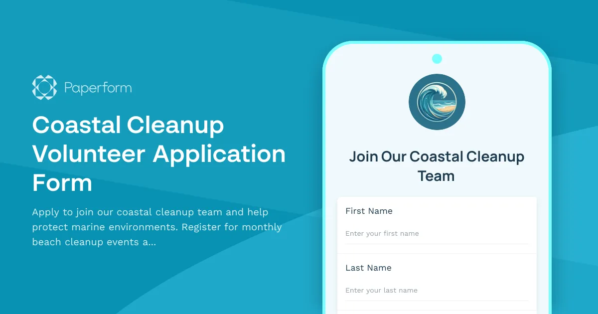 Coastal Cleanup Volunteer Application Form