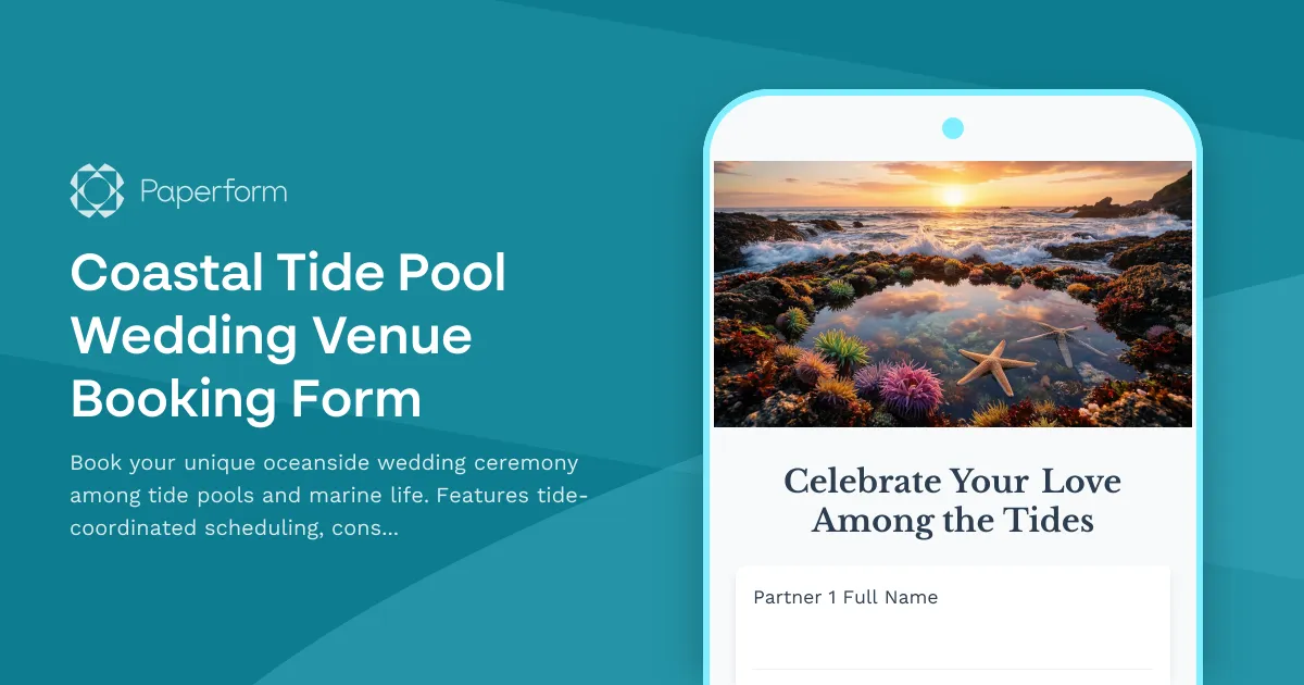 Coastal Tide Pool Wedding Venue Booking Form