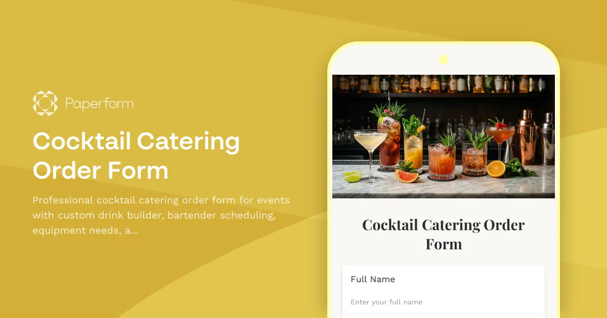 Cocktail Catering Order Form