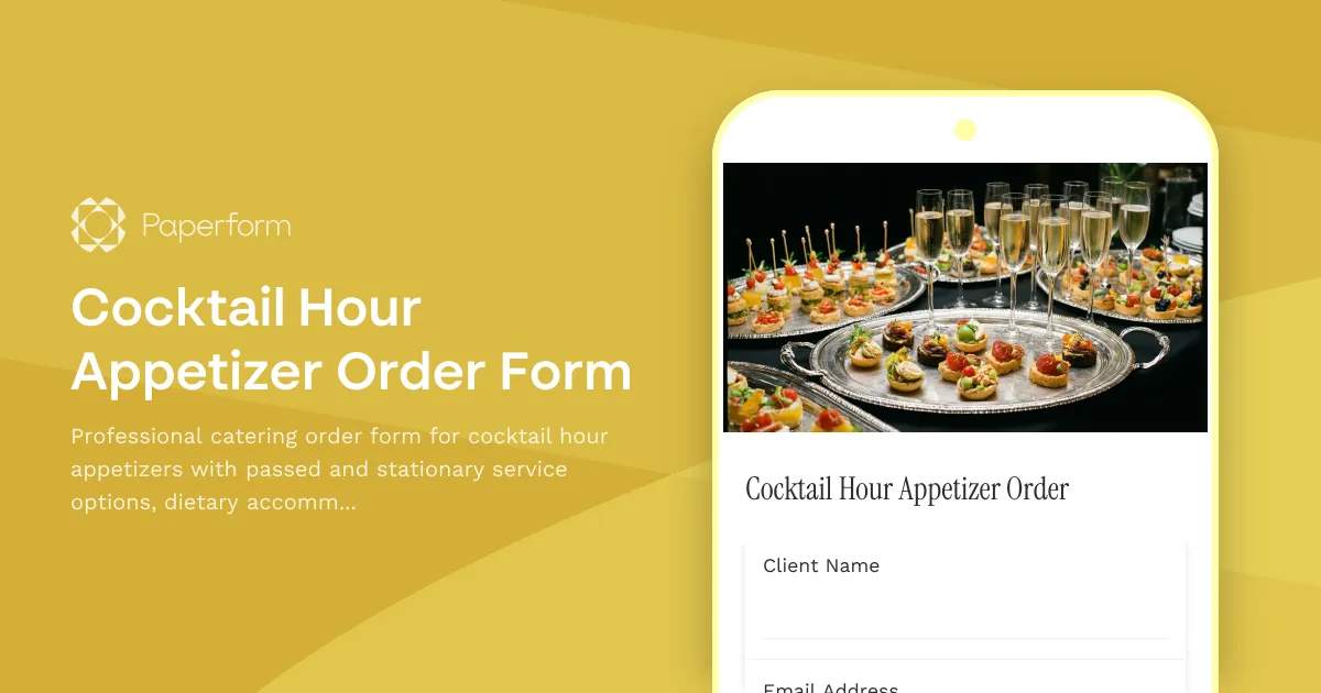 Cocktail Hour Appetizer Order Form
