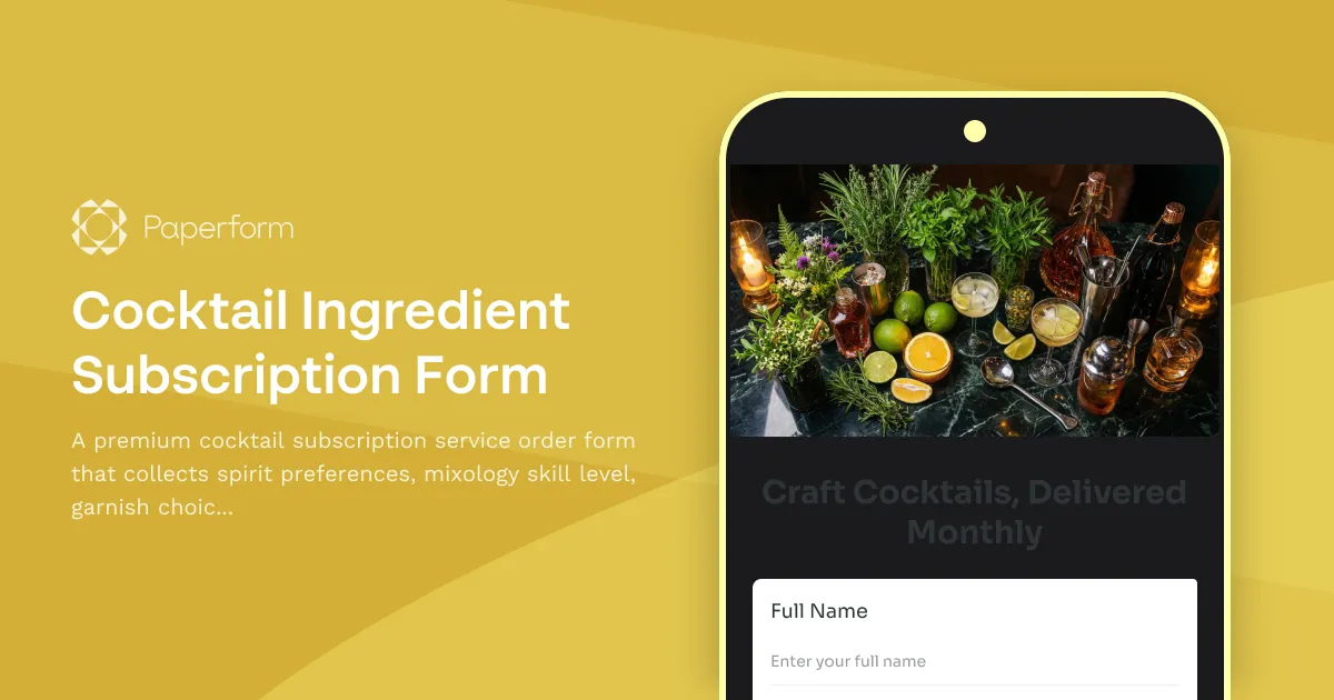 Cocktail Ingredient Subscription Form