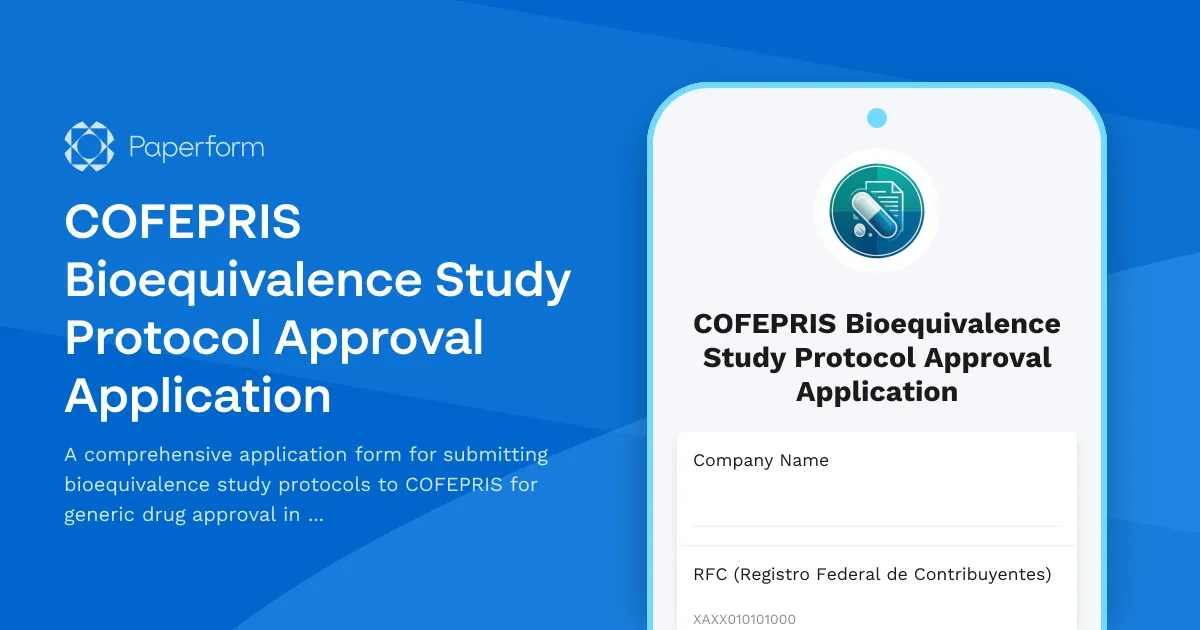 COFEPRIS Bioequivalence Study Protocol Approval Application