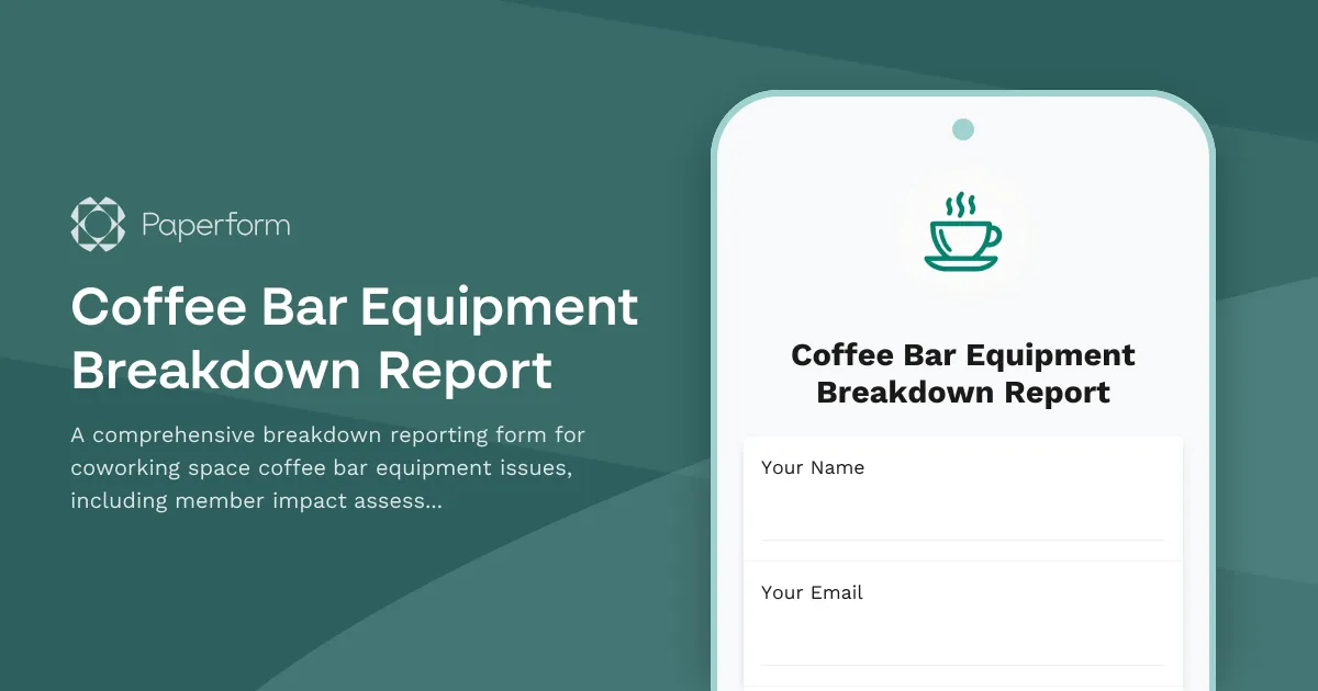 Coffee Bar Equipment Breakdown Report