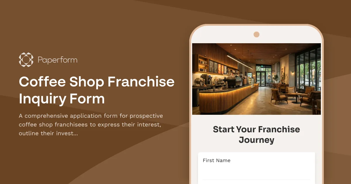 Coffee Shop Franchise Inquiry Form