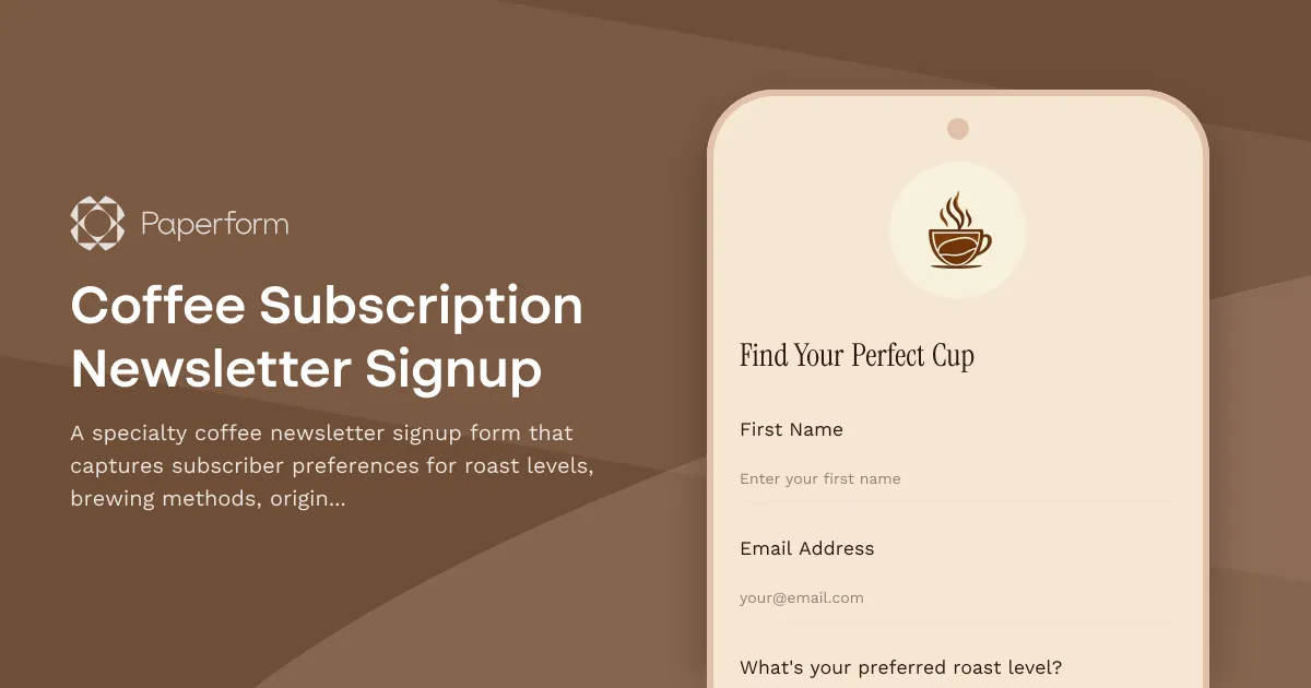 Coffee Subscription Newsletter Signup