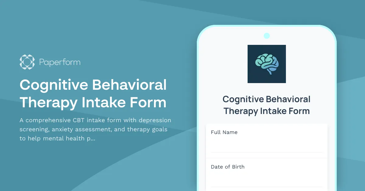 Cognitive Behavioral Therapy Intake Form