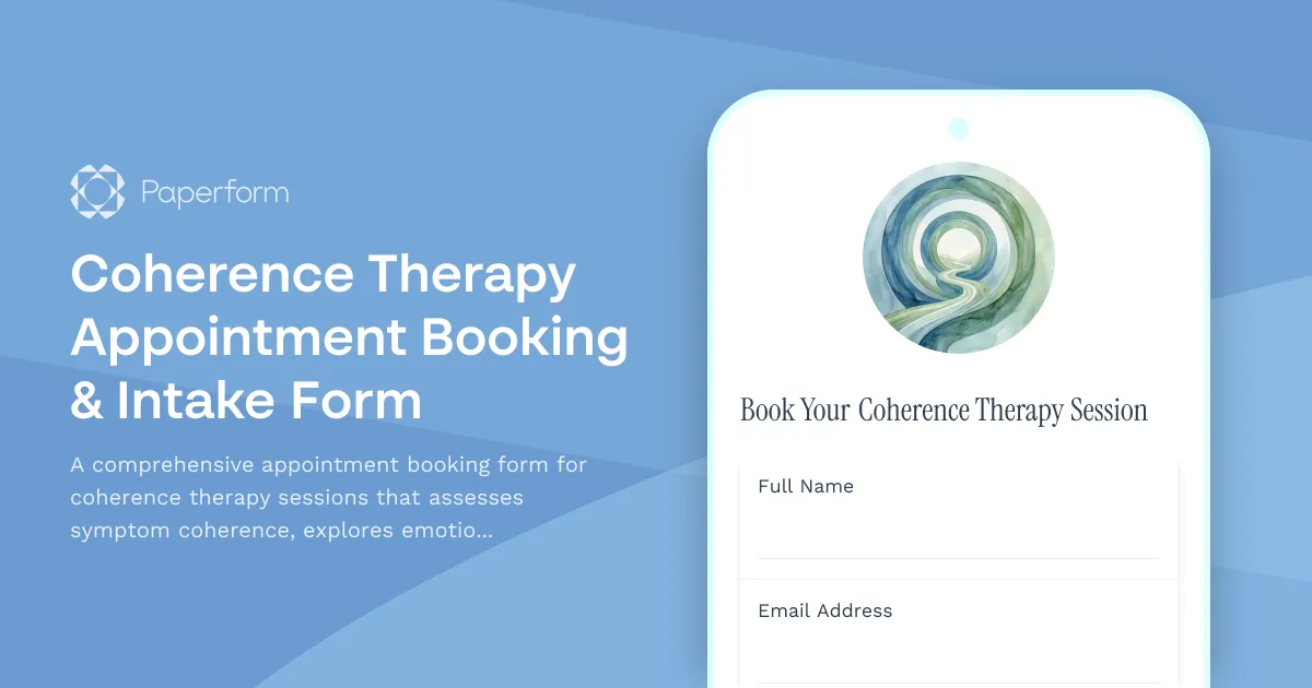 Coherence Therapy Appointment Booking & Intake Form