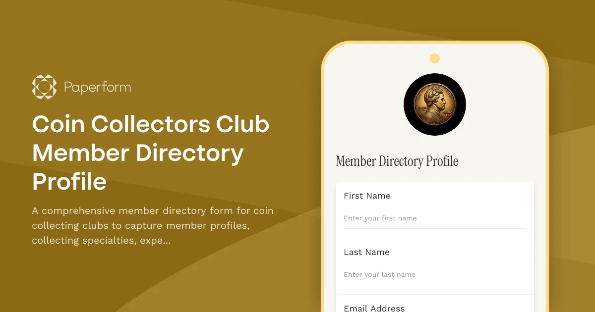 Coin Collectors Club Member Directory Profile