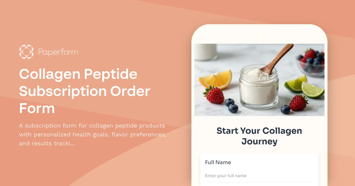 Collagen Peptide Subscription Order Form