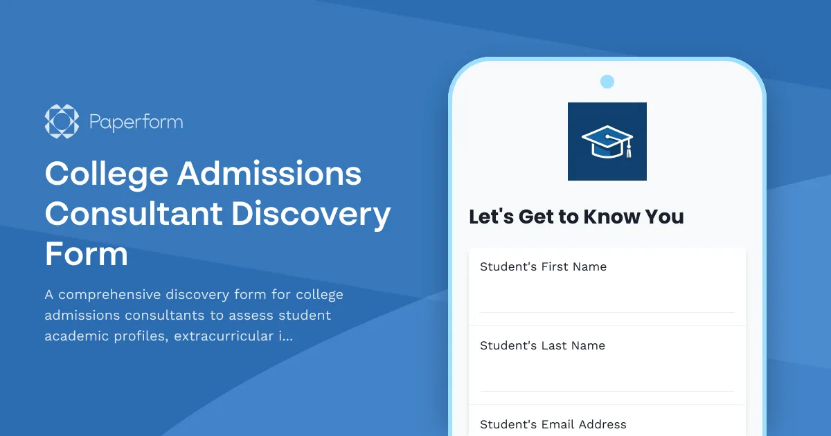 College Admissions Consultant Discovery Form