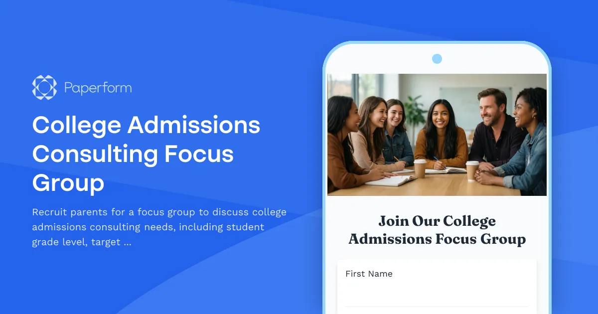 College Admissions Consulting Focus Group