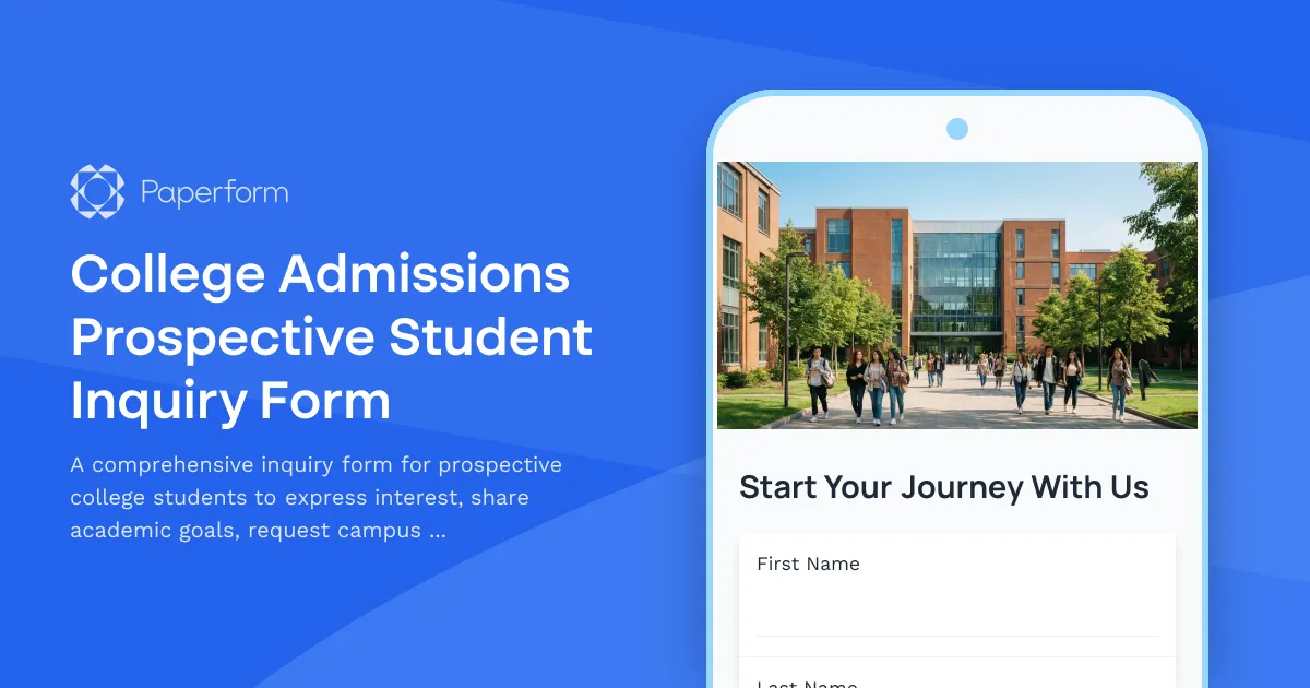 College Admissions Prospective Student Inquiry Form