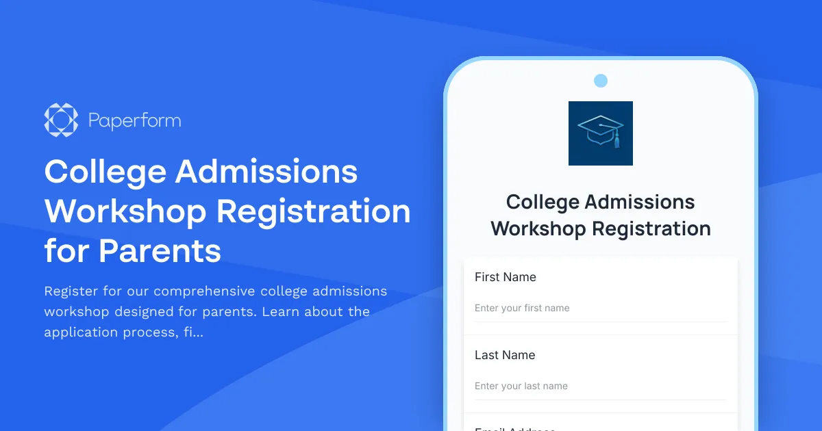 College Admissions Workshop Registration for Parents
