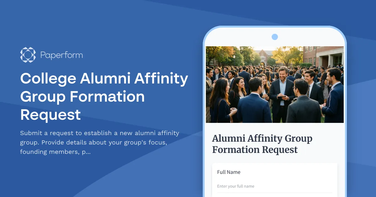 College Alumni Affinity Group Formation Request