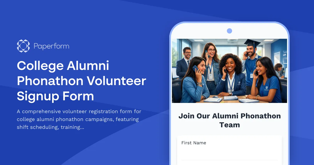College Alumni Phonathon Volunteer Signup Form