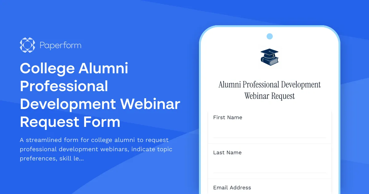 College Alumni Professional Development Webinar Request Form