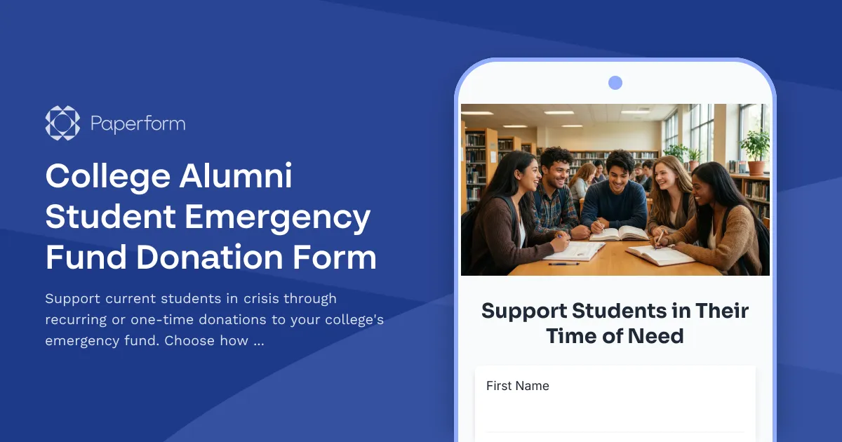 College Alumni Student Emergency Fund Donation Form