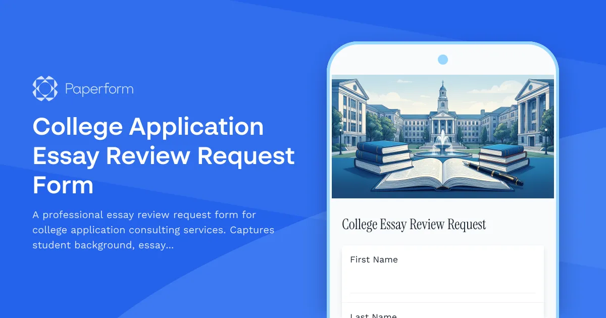 College Application Essay Review Request Form