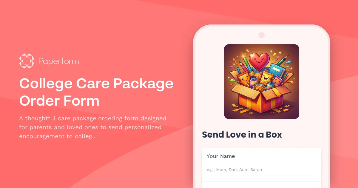 College Care Package Order Form