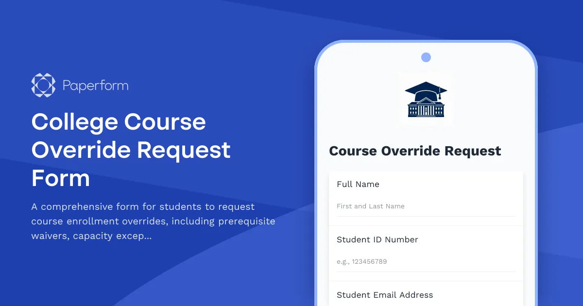 College Course Override Request Form